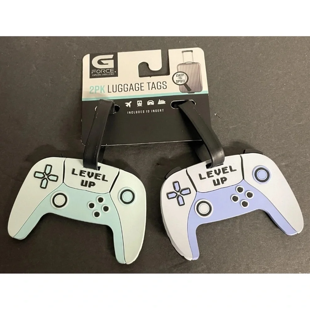 G Force Luggage Tags Game Controller Silicone Plastic Straps Set of 2 NWT